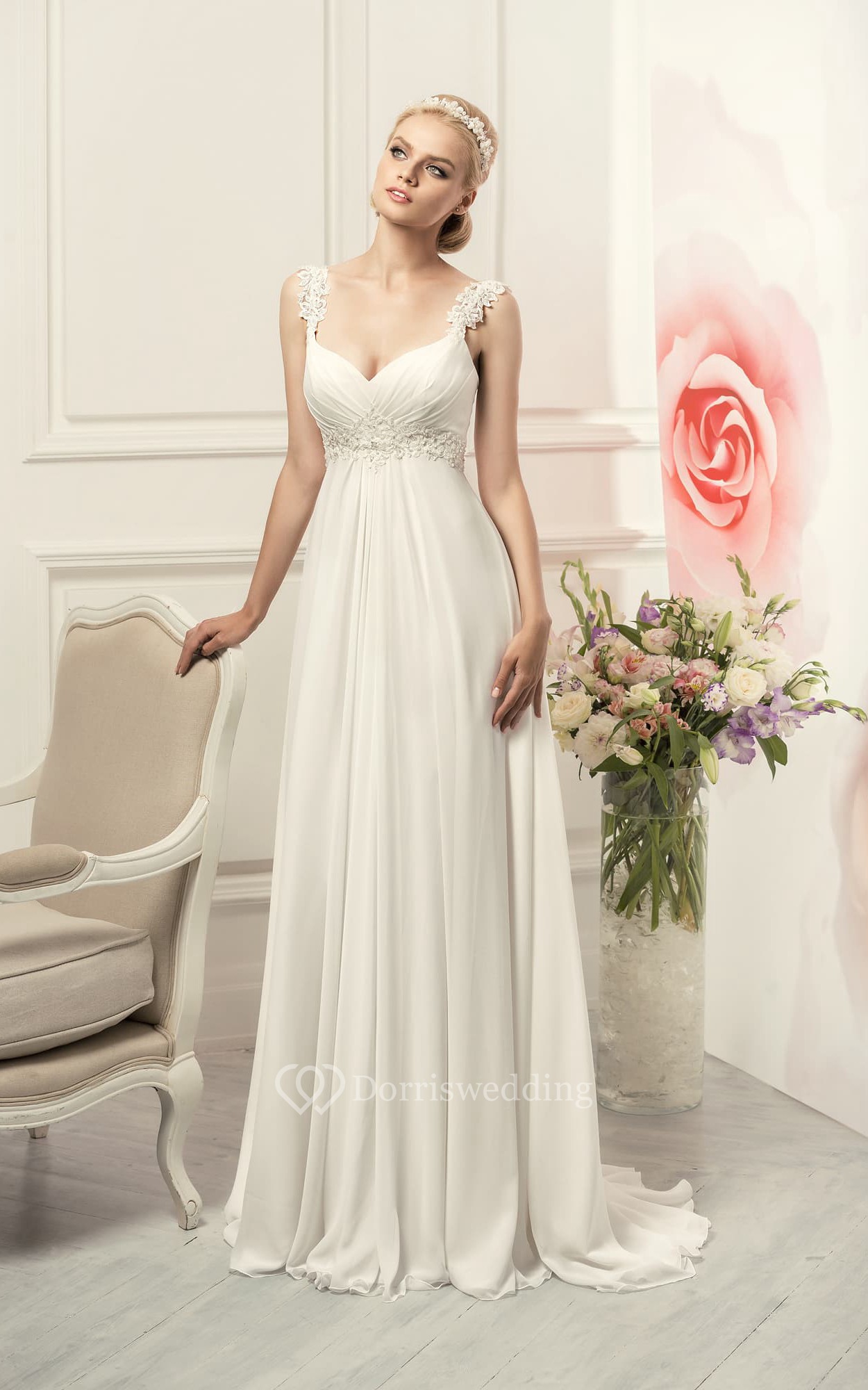 Pearl Beaded High Neck Long Sleeves See Through Lace Corset Sheath Wedding Dress with Keyhole 