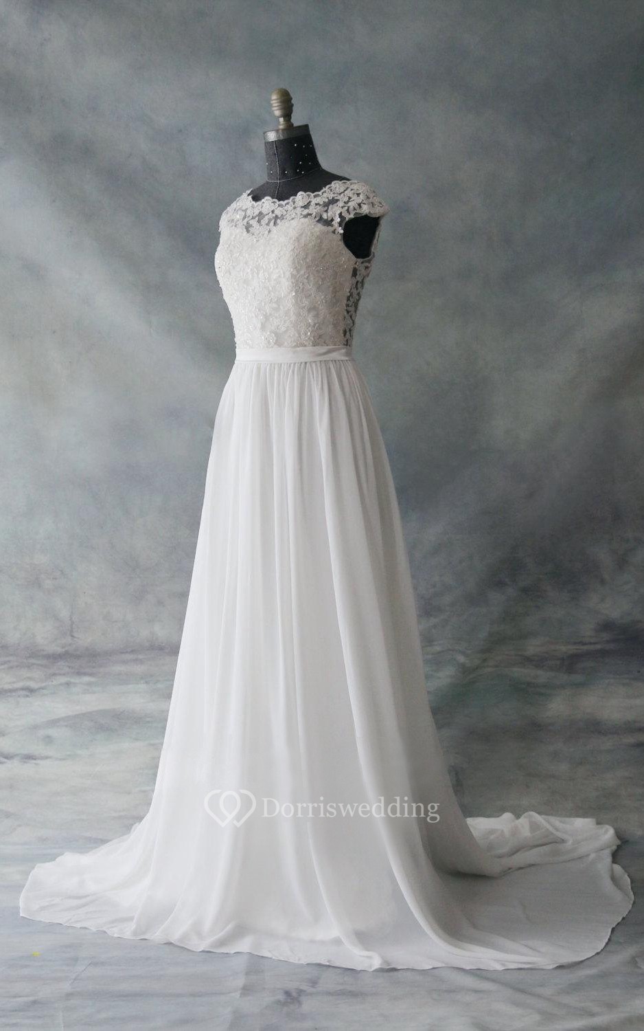 cap sleeve chiffon wedding dress