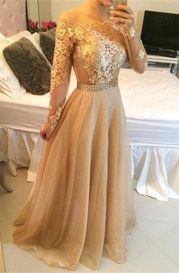 gold long sleeve party dress