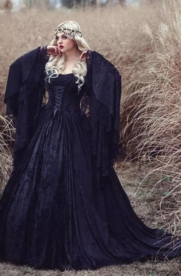 black victorian wedding dress