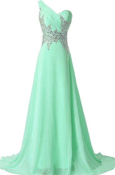 pale green prom dress