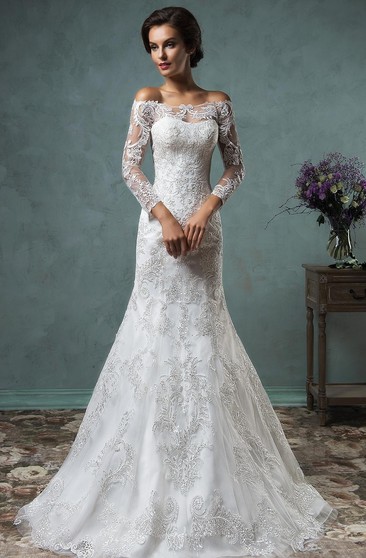 mermaid wedding dress lace sleeves