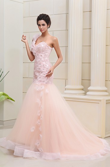 pink mermaid wedding dress