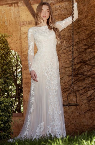 Thrsaeyi Women's 2019 Lace Wedding Dresses Bridal Gowns Long Sleeves Ball Gowns 