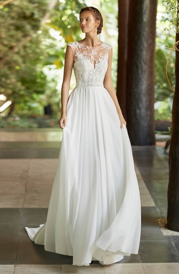 simple wedding dress with lace sleeves