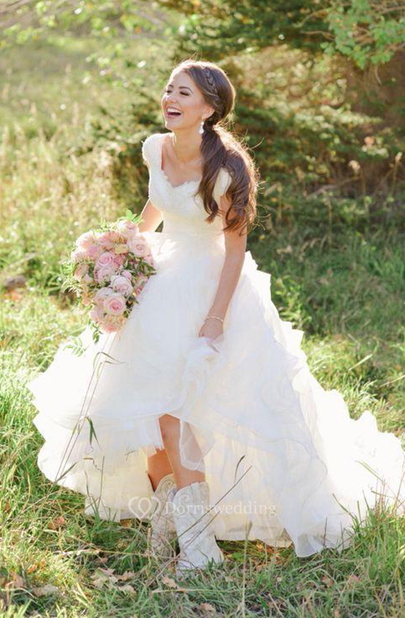 short wedding dress with cowboy boots